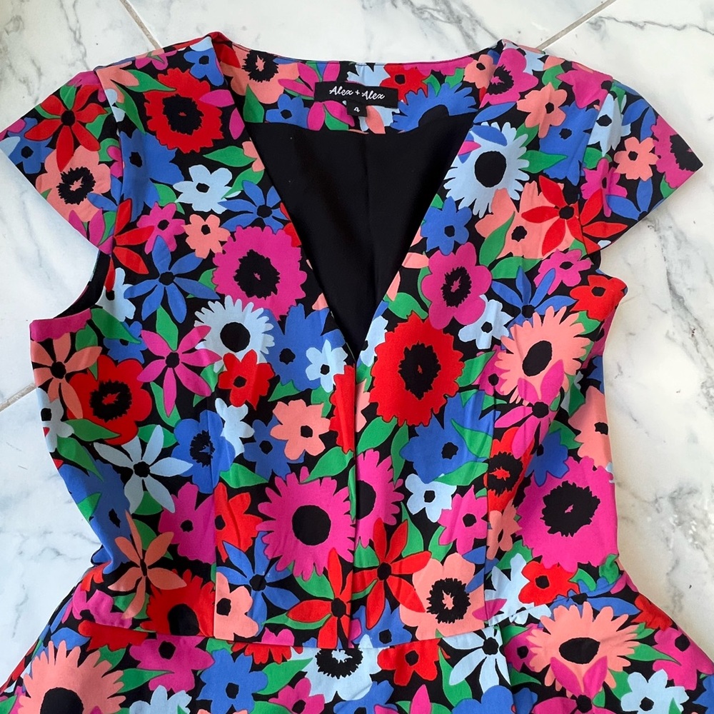 Alex + Alex Bold Floral Print Dress